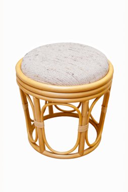 Rattan stool on a white background clipart