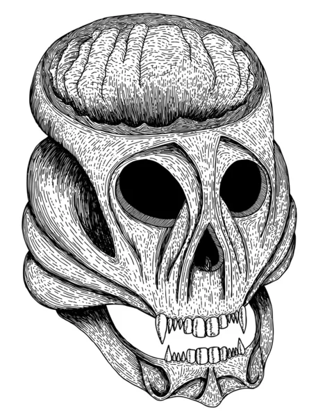 Crâne dessiné main — Image vectorielle