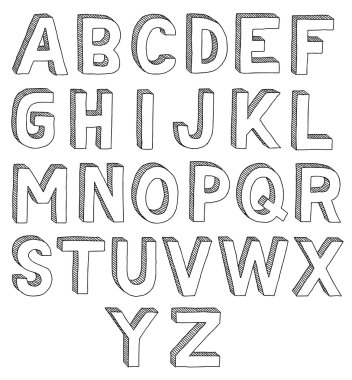 Hand drawn font clipart