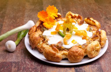 Gougère With Vegetables And Green Onions
