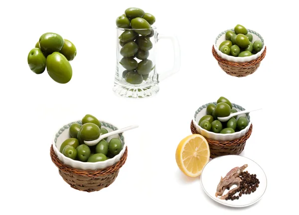 Collage de aceitunas verdes — Foto de Stock