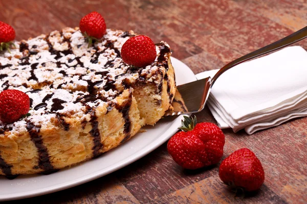 Cheesecake With Chocolate Top — Stock Photo, Image