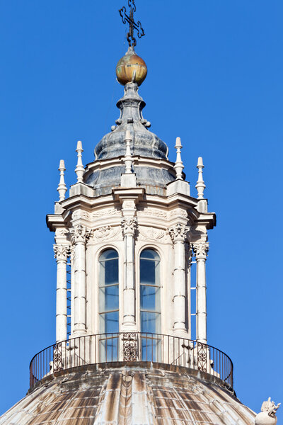 Detail of the principal cupola of Sant'Angese in Agone Church. Navona Square, Rome, Italy.