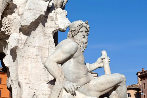 Detal fontanna czterech rzek – plac navona, Rzym — Zdjęcie stockowe