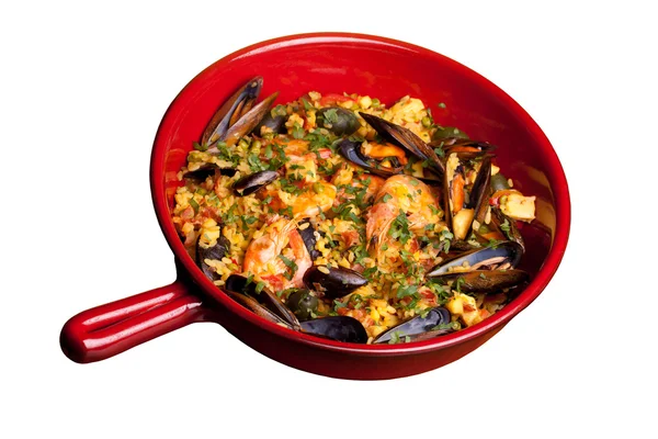 Pan With Paella, Isolated — Stock Photo, Image