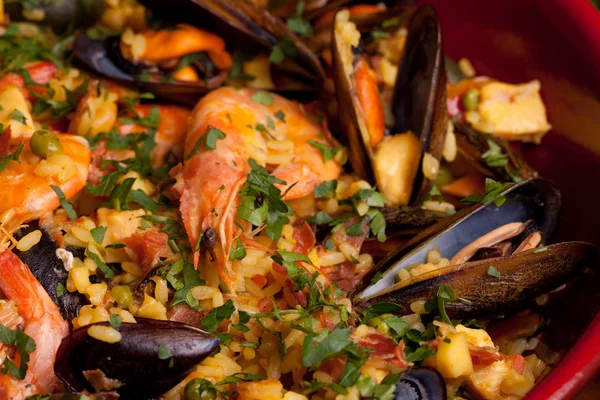 Seafood In Paella — Stock Photo, Image