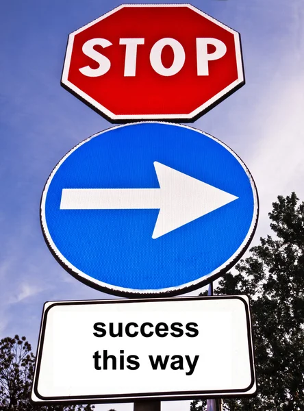 Дорожный знак с надписью "Успех в этом направлении" — стоковое фото