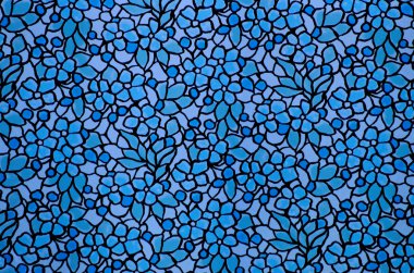 Abstract Mosaic Of Blue Flowers clipart