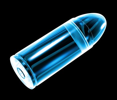 3d bullet made of blue glass clipart