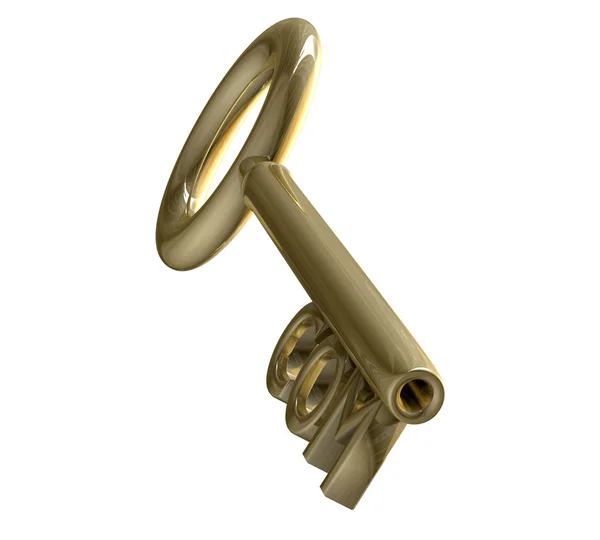 Kulcs-ban arany-Com szöveggel (3d) — Stock Fotó