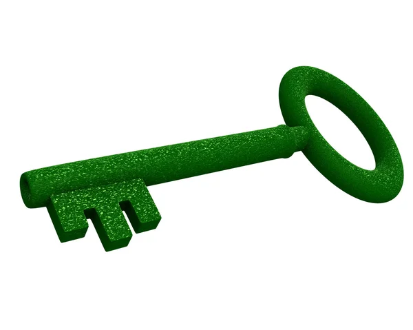 Klucz w zielony gras (3d) — Zdjęcie stockowe