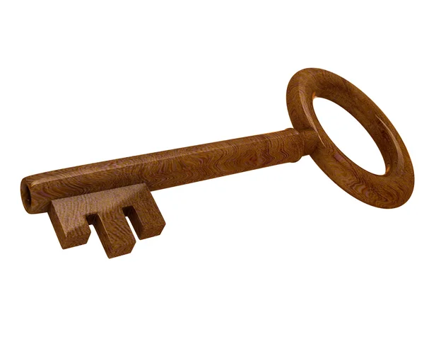Klucz w drewnie (3d) — Zdjęcie stockowe