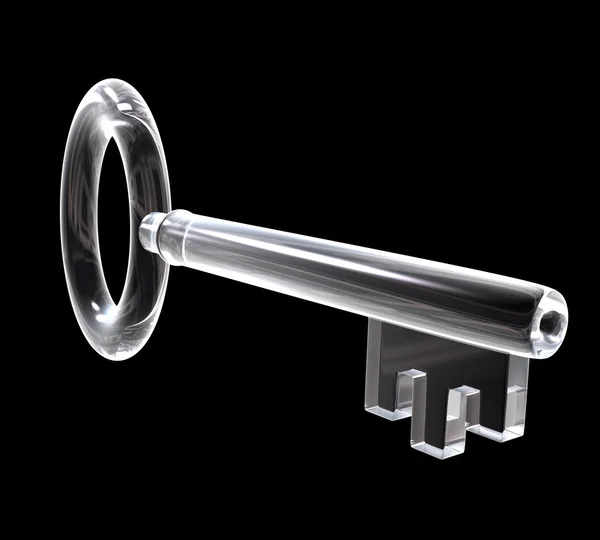 Key in glass (3d) — Stock Photo, Image