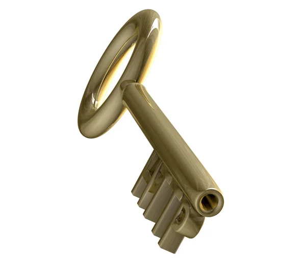 Schlüssel in Gold mit http-Text (3d) — Stockfoto