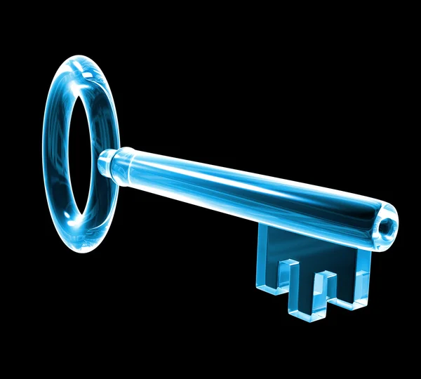 Ключ у блакитному склі (3d ) — стокове фото
