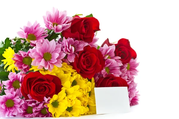 Beautiful red rose and chrysanthemum — Stock Photo, Image