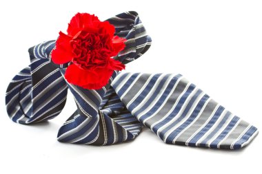 Men's tie with a red carnation clipart