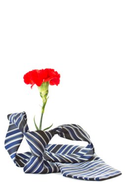 Men's tie and red carnation clipart