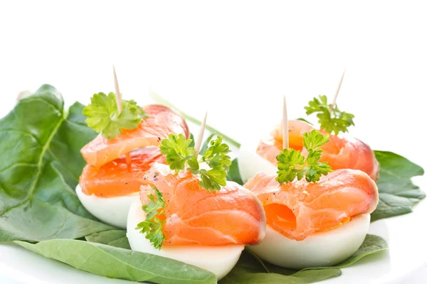 Eggs and salted trout — Stock Photo, Image