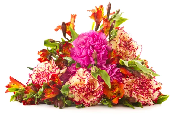 Bouquet of red carnations and chrysanthemums — Stock Photo, Image