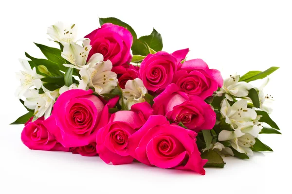 Rosas vermelhas e branco Alstroemeria — Fotografia de Stock