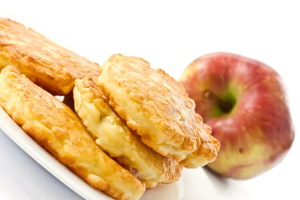 Fried fritters with apple — Stock Photo, Image