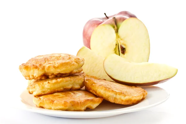 Fried fritters with apple — Stock Photo, Image