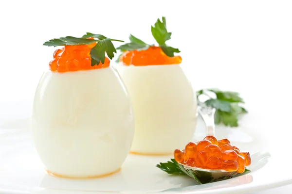 stock image Egg with red caviar