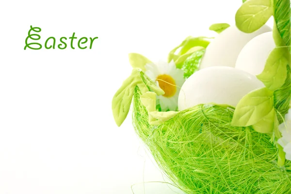 Easter eggs in the basket — Stock Photo, Image