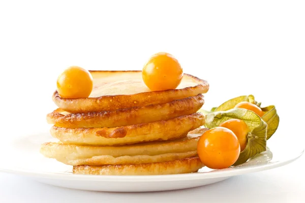 Pancakes with berries physalis — Stock Photo, Image