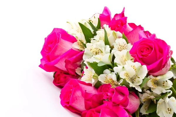 Red roses and white Alstroemeria — Stock Photo, Image