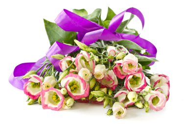 buket pembe çiçekler lisianthus