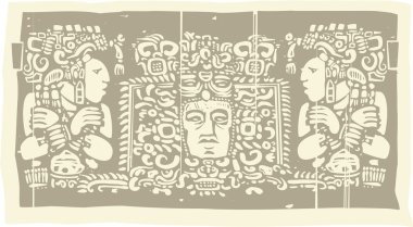 Maya triptych tahta oymabaskı c