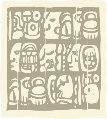 Mayan Glyphs Woodblock clipart
