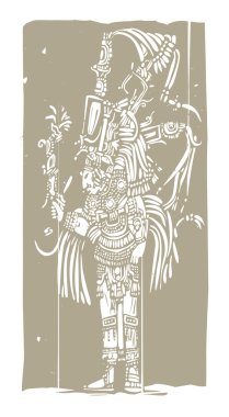 Mayan A Woodblock clipart