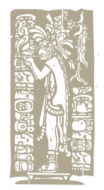 Maya rahip tahta oymabaskı Sigara