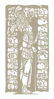 ayakta Maya tahta oymabaskı