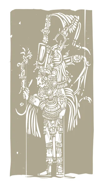 Mayan ein holzschnitt — Stockvektor