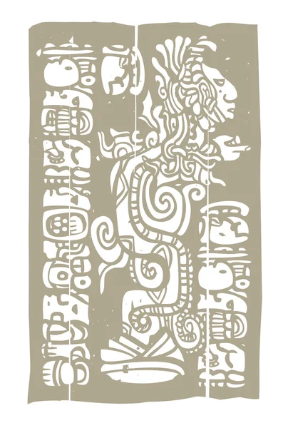 Mayan Vision Serpent and Glyphs — Stock Vector