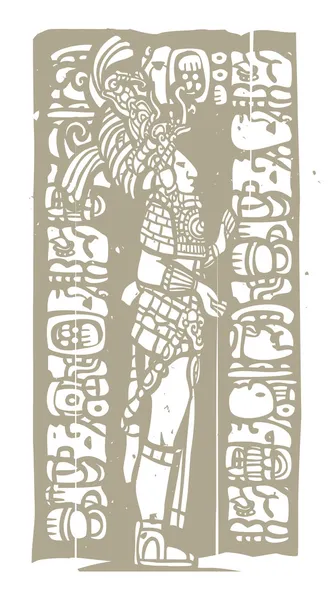 立っているマヤ木版画 — ストックベクタ