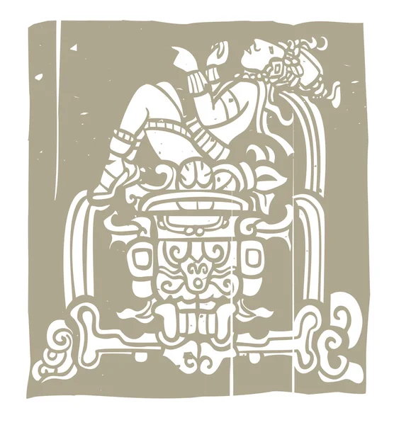 Liegender Maya-Holzschnitt — Stockvektor