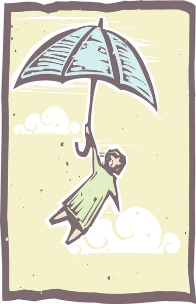 Guarda-chuva Flying Woodblock — Vetor de Stock
