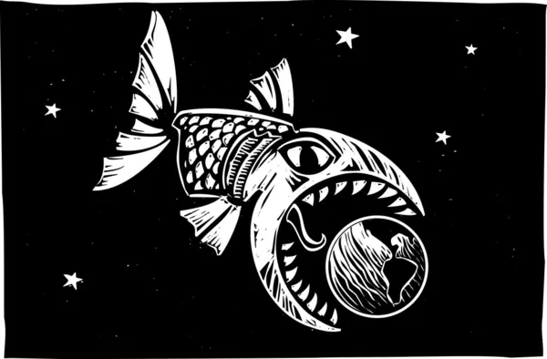 Manger du poisson Terre — Image vectorielle