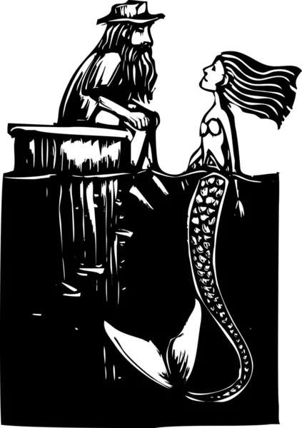 Mermaid and Man — Stock Vector