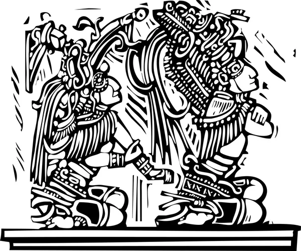 Stile Mayan Woodcut 1 — Vettoriale Stock