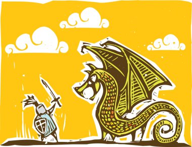 Knight and Dragon 2 clipart