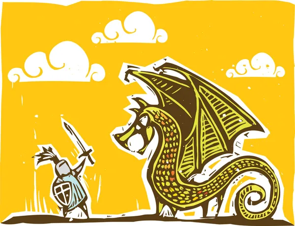 Knight ve dragon 2 — Stok Vektör