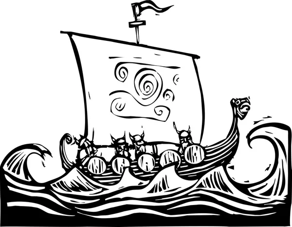 Viking longship — Stok Vektör