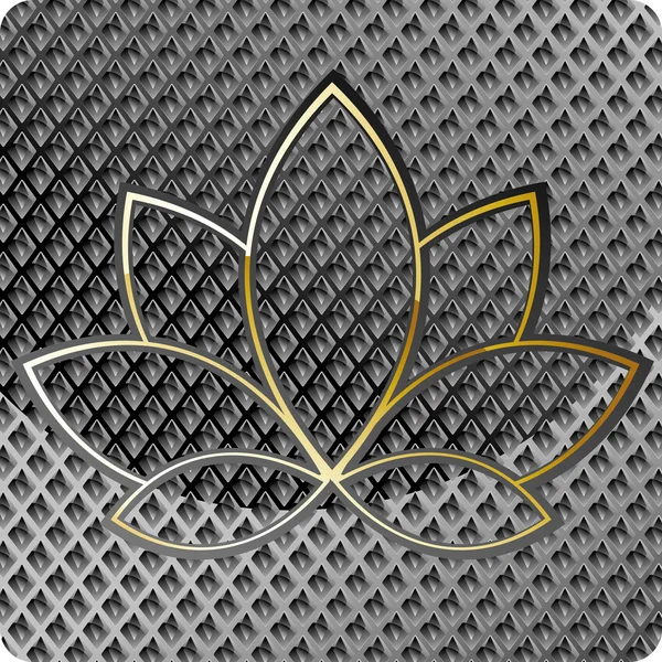 stock vector Golden lotus sign on dark relief background