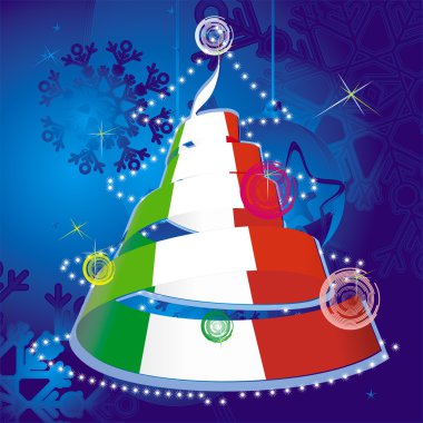 Noel Tema - sarmal flama ulusal bayrak renkleri ile xmas ağacı